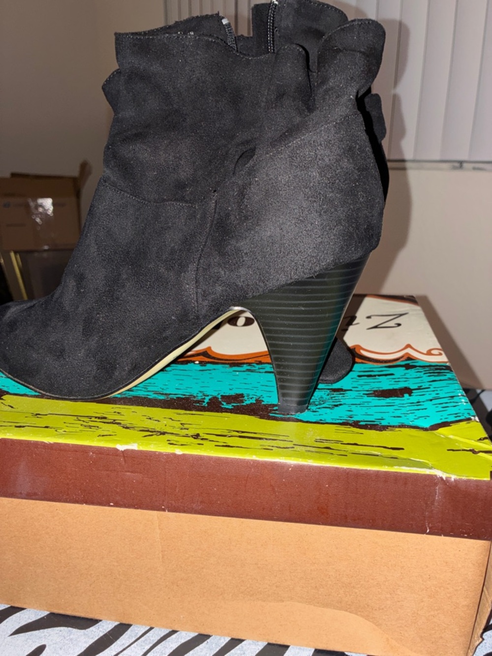 Zigi Soho Black Suede Ankle Tie Heeled Boots - Picture 5 of 16